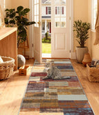 YIHOUSE Brown Runner Rug 2x6 for Hallway, Farmhouse Rugs Washable,Vintage Burgundy Carpets,Burnt Orange Area Rug Non Slip,Geometric Boho Rug for Kitchen