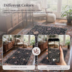 Ciicool Small Area Rug, 2x3ft Boho Black Rug, Ultra Soft Entry Rugs for Entryway, Non-Slip Washable Rugs Oriental Low-Pile Indoor Mat Floor Carpet for Entrance Bedroom Kitchen Bathroom Foyer Decor