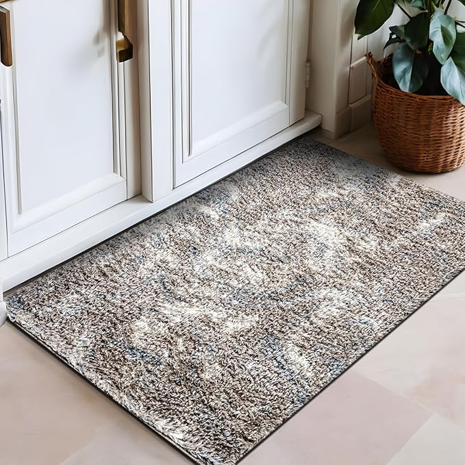 Rugshop Abstract Marble Shag Area Rug Blue 2' x 3' Ideal for Entryways, Kitchens, or Small Spaces