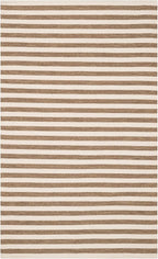 Home Conservatory Ladder Stripe Natural/Ivory Handwoven Wool 6 X 9 Feet, Ivory/Multicolored Stripe Pattern