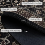 Area Rug Non Slip Machine Washable Ultra Soft Living Room/Bedroom/Kitchen/Outdoor/Classroom Black Gold, 9'×12'