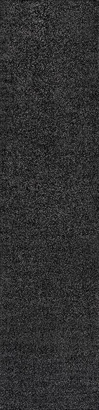 Eyely UES100I-212 Supersoft Haze Solid Low-Pile Indoor Runner Rug, Coastal, Bohemian, Minimalist, Classic, Casual for Bedroom,Kitchen,Living Room,Non Shedding,Easy-Washing, Black, 2 X 12