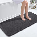 OLANLY Bathroom Rugs 47x20, Extra Soft Absorbent Chenille Bath Rugs, Rubber Backing Quick Dry, Machine Washable Bath Mats for Bathroom Floor, Tub and Shower, Home Decor Accessories, Dark Grey