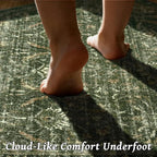 Washable 4x6 Rugs for Living Room, Boho Non-Slip Vintage Distress Small Rugs for Bedroom Nursery Office, 0.3" Neutral Oriental Throw Thin Carpet with Cushioning Pad, Grass Green/Multi