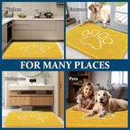 OLANLY Dog Door Mat for Muddy Paws 36x24, Paw Print Design, Absorbs Moisture and Dirt, Absorbent Non-Slip Washable Doormat, Quick Dry Chenille Mud Mat for Dogs, Entry Indoor Entryway Carpet, Yellow