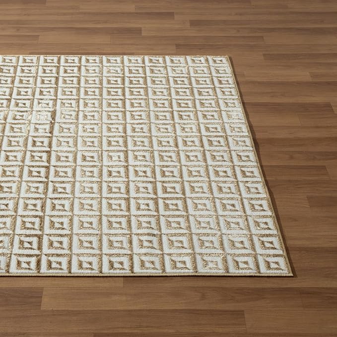 LUXE WEAVERS Geometric Greek Pattern Area Rug, Gold, 8'X10'