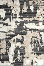 Abani Terra Cream Area Rug for Living Room, Bedroom - Black Abstract Pattern - 9' x 12' - Durable & Easy to Clean