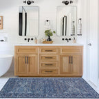 ReaLife Rugs Machine Washable Area Rug Runner - Living Room Bedroom Bathroom Kitchen Entryway Office - Padded Low Pile Stain Resistant Premium - Boho Vintage Traditional - Lyle - Blue 2'6" x 8'