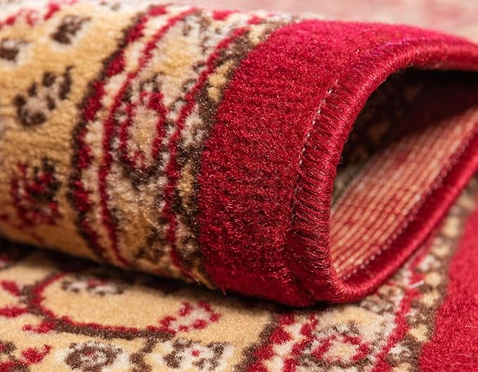 Unique Loom Reza Collection Traditional Persian Style Area Rug, 4 x 6 ft, Burgundy/Ivory