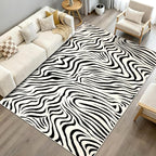 YIHOUSE 5×7 Ft Area Rugs for Living Room: Modern Washable Rug - Abstract Black and Cream White Rug for Bedroom Dining Room Office Playroom Nursery Home Decor - Nonslip Non-Shedding Striped Rugs