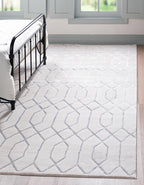 Marilyn Monroe Glam Collection Area Rug - Trellis (7'x 10' Rectangle, White Silver/ Silver)