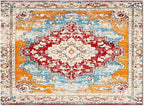 Bohemian Pattern Rectangular Area Rugs for Living Room Bedroom 5 x 8 ft Red & Orange Abstract Non-Shedding Soft Low Pile Rug Non Slip Washable Rug for Nursery Entryway Playroom