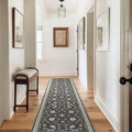 EVERGRACE Hallyway Area Runner Rugs 2x10, Boho Floral Faux Wool Indoor Outdoor Rugs, Washable Rugs for Bedroom Dining Room Living Room Kitchen, Low Pile Floor Mat Carpet for Home Decor, Ebony Black
