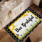 Bee Grateful Rug for Living Room 3x5, Low Pile Non-Slip Backing, Machine Washable Easy Fold Rug for Home, Office, Dorm Room