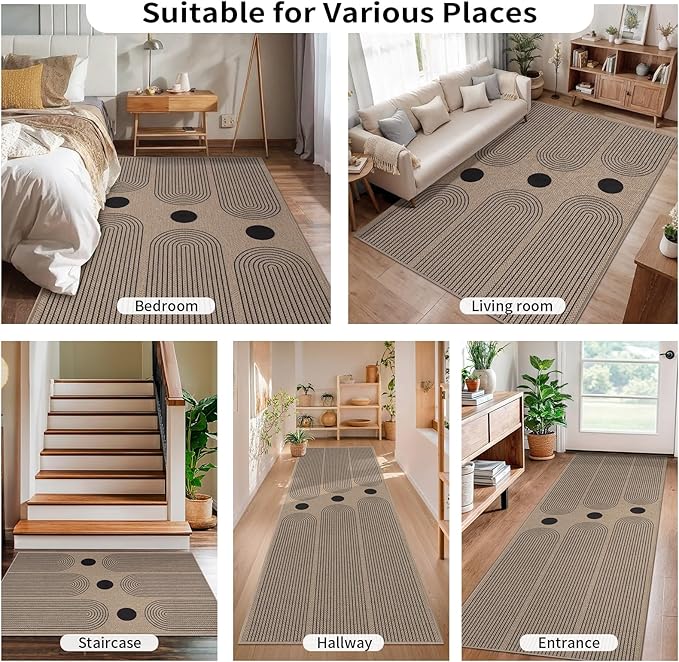 Tangsoo Modern Easy Jute Rug 5x7 Large Washable Area Rugs for Dining Room Table,Non-Slip Thin Indoor Outdoor Rug,Farmhouse Natural Throw Mat for Living Room Office Backyard Patio