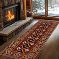 Burgundy Diamond Runner Rug, 2x8ft Hallway Runner Rugs - Corridor & Foyer Area Rugs, Non-Slip Mat Durable Rug, Washable Flannel Material, Southwestern Geometric Home Decor Carpet