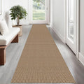 Braided Runner Rug 2x12 Ft Washable Runners for Hallways Non Slip Kitchen Runner Rug Cotton Extra Long Entryway Runner Indoor, Woven Carpet for Hall Entryway, Orange/Tan/Brown