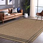Easy Jute Rugs 5x7 Bordered Natural Color Living Room Indoor Outdoor Area Rug for Patio and Kitchen Rug High Traffic Washable Easy to Clean Solid Boho Woven Design Outside Carpet (5 x 7)