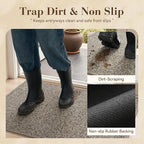 MontVoo Door Mat Indoor Entrance Doormat, Absorbent Durable Rubber Non Slip Front Door Mat for Inside Entry Entryway Dirt Trapper Welcome Mat, Grey Brown 32''x48''