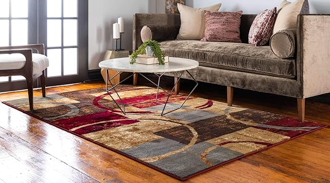 Unique Loom Barista Collection Area Rug - Kouillou (7' 10" x 10' Rectangle, Multi/ Brown)