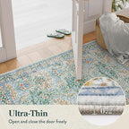 Lahome Floral Washable Kitchen Runner Rug, 2x6 Runners for Hallways Non Slip Ultra-Thin, Boho Soft Hallway Rug Forest Carpet Runners for Bedroom Bathroom Laundry Room, Green