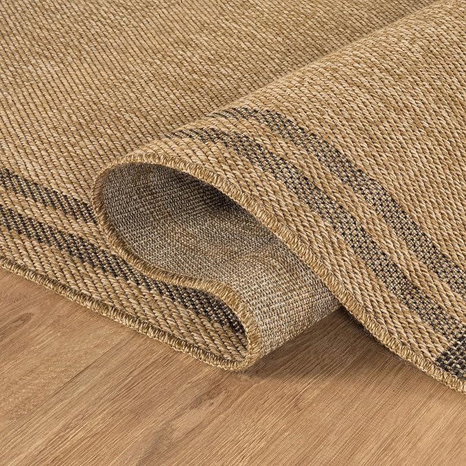 Easy Jute Rugs 10x14 Bordered Natural Color Living Room Indoor Outdoor Area Rug for Patio and Kitchen Rug High Traffic Washable Easy to Clean Solid Boho Woven Design Outside Carpet (10 x 14)