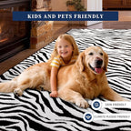 YIHOUSE 5×7 Ft Area Rugs, Black and White Modern Abstract Rug, Washable Plush Soft Zebra Print Carpet, Non-Slip Non-Shedding Rug for Living Room, Bedroom, Playroom, Home Office Decor