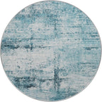 Round 4ft Area Rug Modern Abstract Washable for Living Room Entryway Dining Room Home Office Teal Gray
