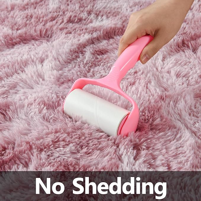 Large Shag Area Rugs 6 x 9, Tie-Dyed Plush Fuzzy Rugs for Living Room, Ultra Soft Fluffy Furry Rug for Bedroom, Indoor Carpet Nursery Rugs for Kids Room Home Decor, Pink Purple