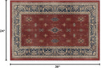 RUGGABLE Washable Vintage Area Rug – Verena Amber Red 2x3, Stain-Resistant, Non-Slip – Small Machine Washable Rugs for Living Room, Bedroom, Hallway, Entryway & Bathroom–with Standard Pad