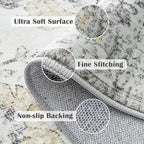 jinchan Kalen Area Rug 5x7 Washable Living Room Rug Soft Vintage Indoor Thin Retro Distressed Floor Cover Grey Floral Country Boho Rug Non Slip Carpet for Bedroom Office Dining Room
