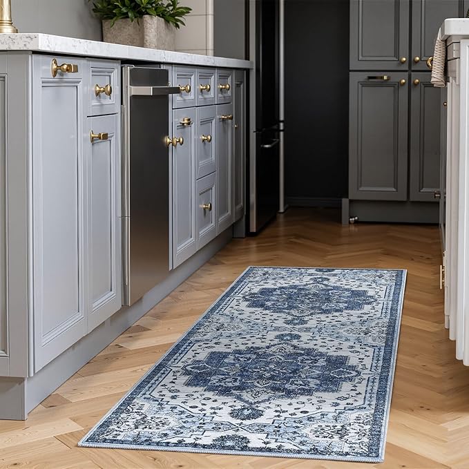 2x6 Area Rug,Boho Vintage Oriental Washable Rugs,Collapsible Area Rug for Bedroom, Entryway, Kitchen, Bathroom