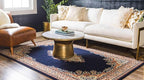 Unique Loom Reza Collection Traditional Persian Style Area Rug, 2 ft 2 in x 3 ft, Navy Blue/Ivory
