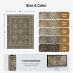 WITSHOCK Living Room Area Rugs 5x8: Soft Non-Slip Backing Washable Rugs Vintage Large Carpet for Bedroom Office Dining Room Kitchen Stain Resistant Home Decor Rug, Dark Brown