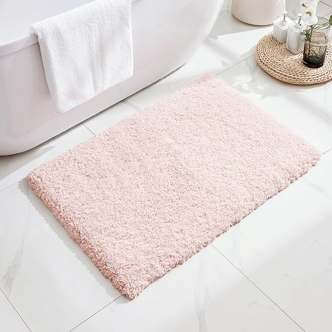 Pink Bathroom Rug 24x36 Non Slip Fluffy Bath Mat for Bathroom Floor Washable Plush Luxury Bath Rug for Tub Soft Shaggy Absorbent Shower Sink Mat