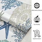 Tritard Coastal Area Rugs Nautical Beach Themed Non-Slip Machine Washable Rugs Modern Floor Carpet for Living Room Bedroom, 8x10, Blue