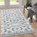KILOCOCO Boho Entryway Rug 3x5 Area Rug Washable Non Slip Grey Throw Rugs Soft for Kitchen Living Room Dining Bedroom Rugs Geometric Moroccan Carpet