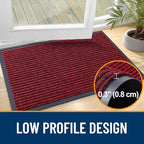 OLANLY Front Door Mat Indoor Outdoor Entrance, Waterproof Heavy Duty Doormat, Fade Resistant, Low Profile, Easy Clean Patio Porch Welcome Floor Mats for Entry, 59x40, Wine Red