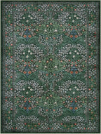 Lahome Floral 9x12 Area Rugs for Living Room Bedroom, Soft Washable Rugs 9x12 Stain Resistant, Ultra-Thin Non-Slip Boho Dining Room Rug Non-Shedding Accent Carpet for Office, Dark Green