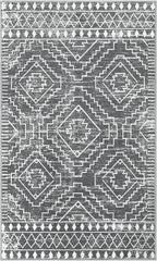 Wonnitar Moroccan 3x5 Washable Area Rug, Boho Living Room Rug, Non-Slip Farmhouse Rustic Bedroom Throw Mat, Non-Shedding Soft Geometric Floor Carpet for Kitchen Entry Office (Dark Grey,3'x5')