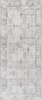 ReaLife Rugs Machine Washable Area Rug Runner - Living Room Bedroom Bathroom Kitchen Entryway Office - Padded Low Pile Stain Resistant Premium - Boho Farmhouse Vintage - Noor - Ivory Grey 2'6" x 8'