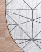 Rugs.com Lattice Trellis Collection Rug – 8 Ft Round White Low-Pile Rug Perfect for Kitchens, Dining Rooms