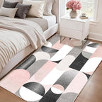 Pink Rug 3x5 Washable Area Rugs for Bedroom Living Room Kitchen Entryway Bedside,Modern Non Slip Carpet,Small Blush Grey Black
