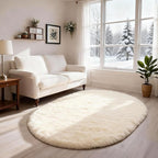 Ophanie 4x6 Oval Ivory Rugs for Bedroom Living Room, Fluffy Fuzzy Furry Carpet, Plush Soft Shaggy Bedside Indoor Floor Area Rug for Kids Girls Boys Baby Teen Dorm Nursery Home Decor Aesthetic
