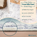 Istana Hallway Runner Rug 2x8 – Navy Entryway Rug -Silk's Soft Touch Runners for Hallways - Stylish Kitchen Runner Rug Non Slip