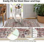 KOZYFLY Runners for Hallways 2x5 Ft Washable Kitchen Runner Rug Boho Runner Rug for Entryway Indoor Printed Oriental Faux Wool Floor Carpet Runner for Laundry Room Kitchen Hall, Terracotta/Beige