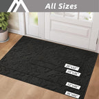COSY HOMEER Door Mat 20”x32”,Absorbent Dirt Trapper Entryway Rugs,Non-Slip Welcome Mat,Washable Entry Rugs,Low Pile Doormat for Front Back Door,Wet Shoes & Paws,Black