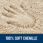 OLANLY Toilet Rugs U-Shaped 24x24, Extra Soft Absorbent Chenille Contour Bathroom Rugs for Toilet, Dry Quickly, Machine Washable, Non-Slip Bath Mat, Beige