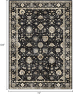 6x9 Area Rug for Living Room - Large Traditional Floral Washable Rugs for Bedroom Non-Slip Charcoal Black Moody Farmhouse Dining Room Rug Low-Pile Carpet Soft Vintage Rug for Office Guest Room