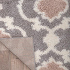 Rugshop Cozy Moroccan Trellis Indoor Shag Runner Rug 2' x 10' Gray/Cream